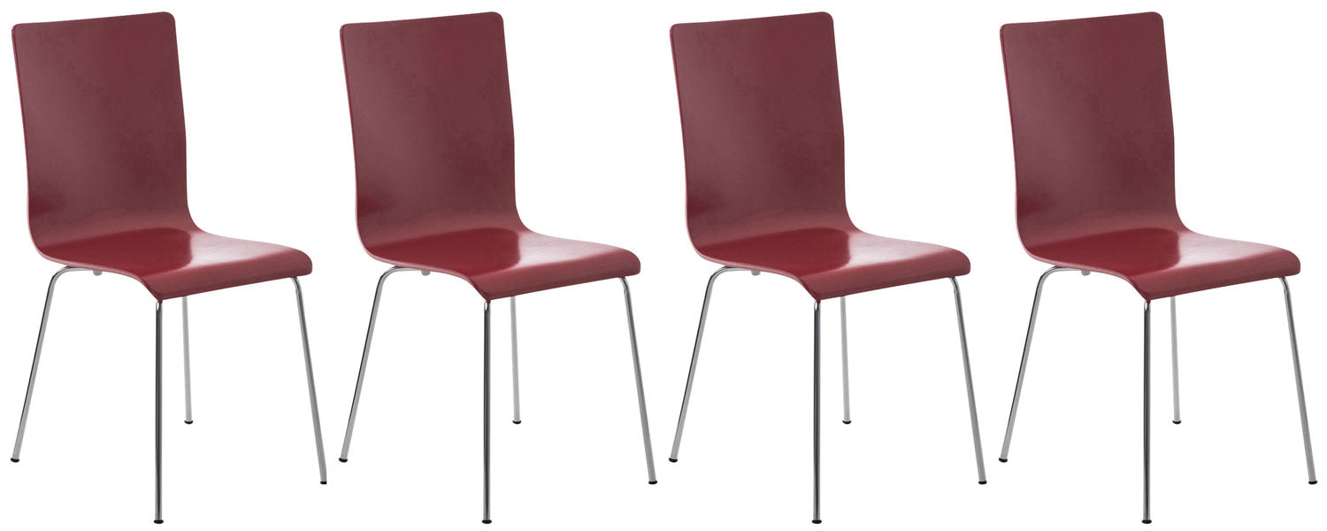 4-delige Set Bezoekersstoelen - Wachtkamerstoelen - Ergonomisch Comfort Kleur rood