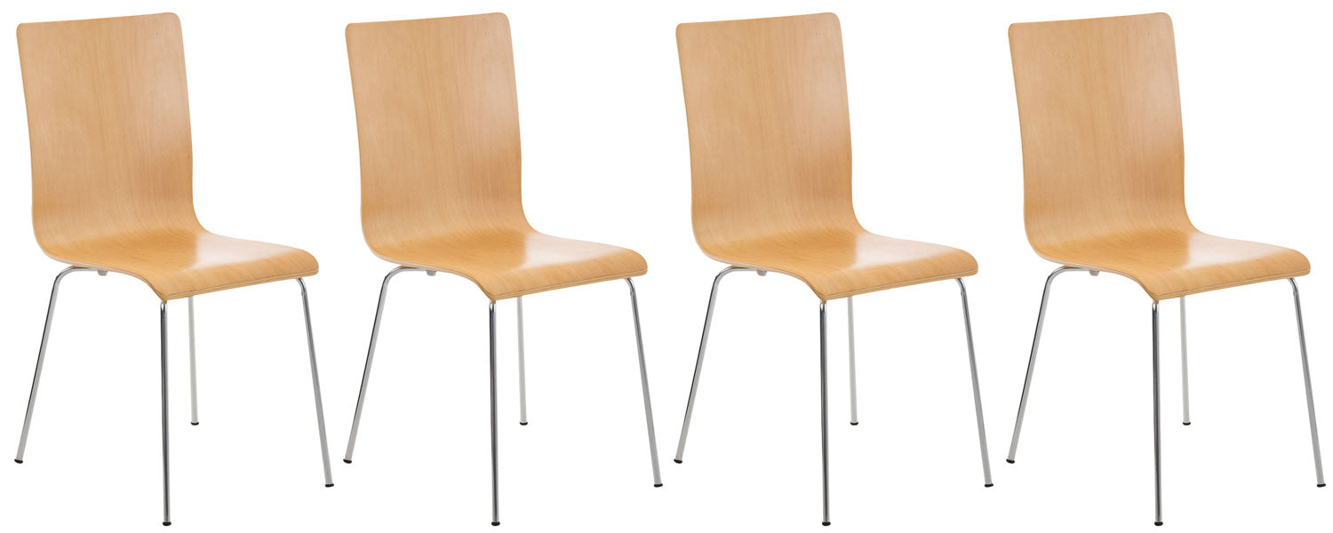 4-delige Set Bezoekersstoelen - Wachtkamerstoelen - Ergonomisch Comfort Kleur natuur
