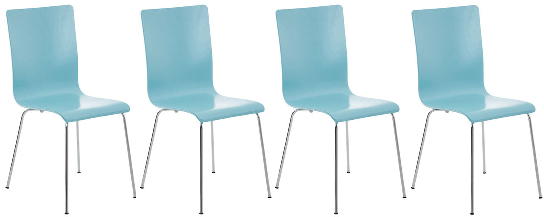 Set van 4 Bezoekersstoelen - Vergaderstoelen - Ergonomisch Comfort Kleur lichtblauw