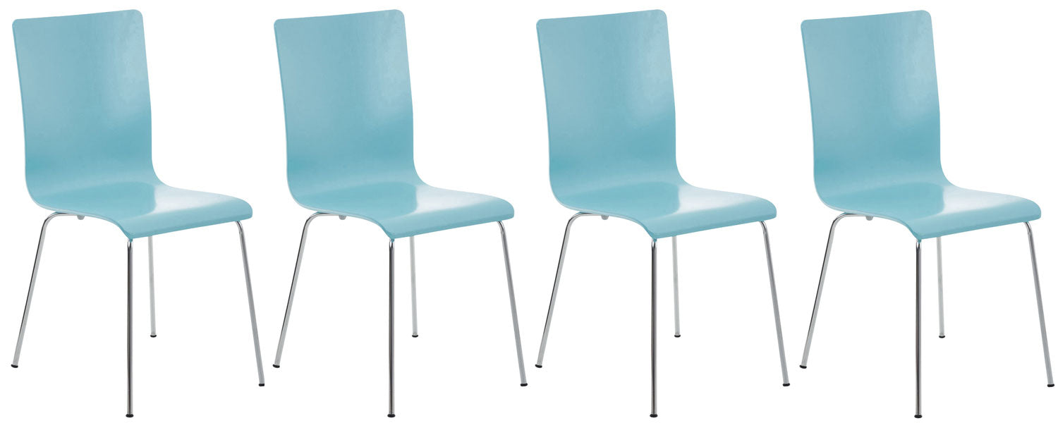 Set van 4 Bezoekersstoelen - Vergaderstoelen - Ergonomisch Comfort Kleur lichtblauw