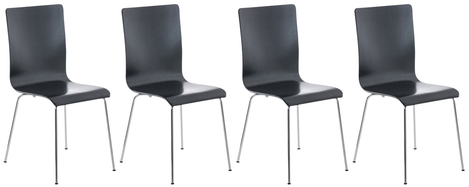 4-delige Set Bezoekersstoelen - Wachtkamerstoelen - Ergonomisch Comfort Kleur zwart