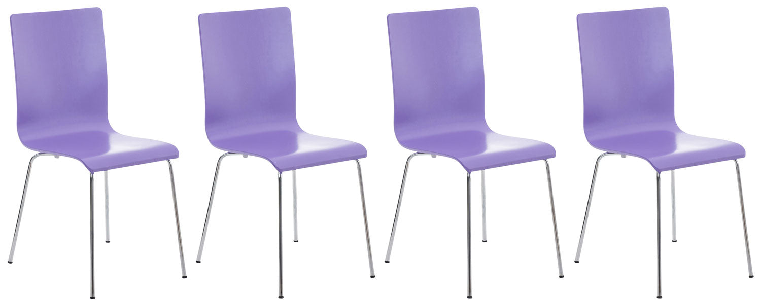 4-delige Set Bezoekersstoelen - Wachtkamerstoelen - Ergonomisch Comfort Kleur lila