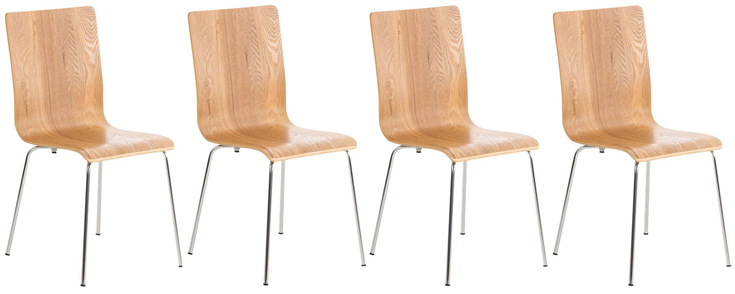 4-delige Set Bezoekersstoelen - Wachtkamerstoelen - Ergonomisch Comfort Kleur eik