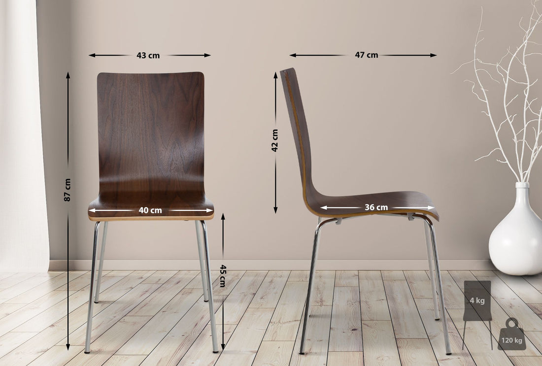 Set van 4 Ergonomische Bezoekersstoelen - Wachtkamerstoelen - Comfortabel Langdurig Gebruik Kleur walnoot