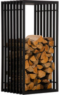 Handgemaakt Kaminhoutrek - Brandhoutopslag - Duurzaam Metaal, Stijlvolle Zwarte Afwerking Maat 40x50x100 cm