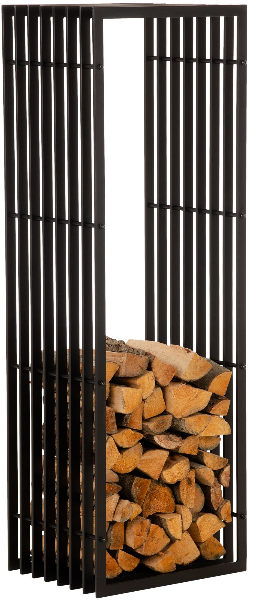 Handgemaakt Kaminhoutrek - Brandhoutopslag - Duurzaam Metaal, Stijlvolle Zwarte Afwerking Maat 40x50x150 cm