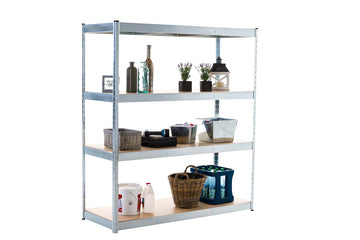 Magazijnstelling 160x60x180 cm - 4 niveaus | Kleur: zilver | Afmetingen: 160x60x180 cm