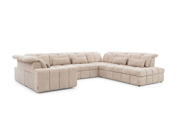 Magnelio U elektrische hoekbank met slaapfunctie en bedbox | Kleur: Beige Boucle