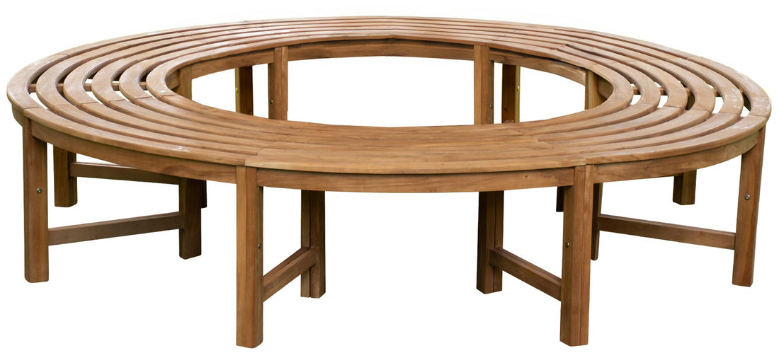 Ronde Teak Boomzitbank - Omringende Bank - Romantische Sfeer Onder Boom Kleur bruin