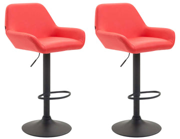 Set van 2 Braga barkrukken kunstleer | Kleur: Rood | Afmetingen: 51x52x89 cm