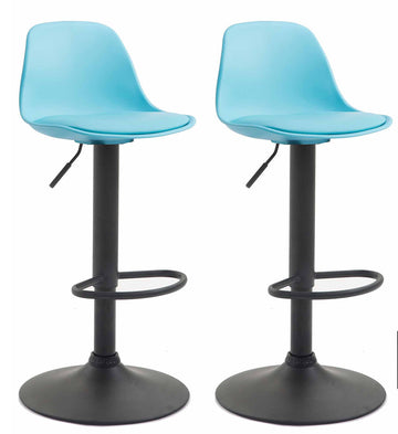 Set van 2 barkrukken Kiel - Verstelbaar | Kleur: Blauw | Afmetingen: 39x43x82 cm
