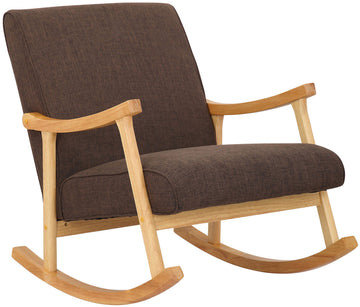 Schommelstoel Morelia - Comfortabele stoffen stoel | Kleur: Bruin | Afmetingen: 67x92x82 cm