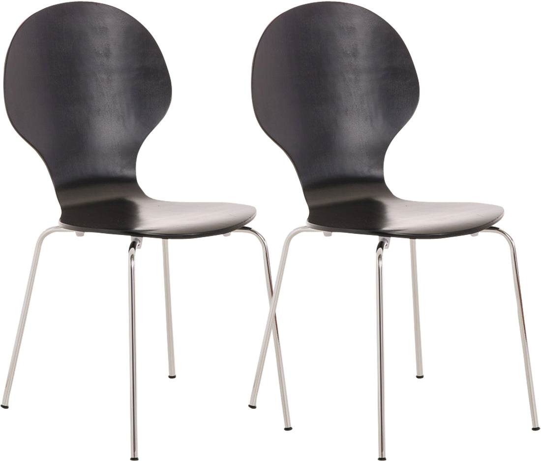 2x Stapelbare Bezoekersstoelen - Ergonomische Zit - Ruimtebesparend Design Kleur zwart
