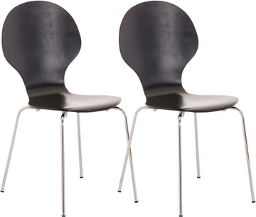 2x Stapelbare Bezoekersstoelen - Ergonomische Zit - Ruimtebesparend Design Kleur zwart