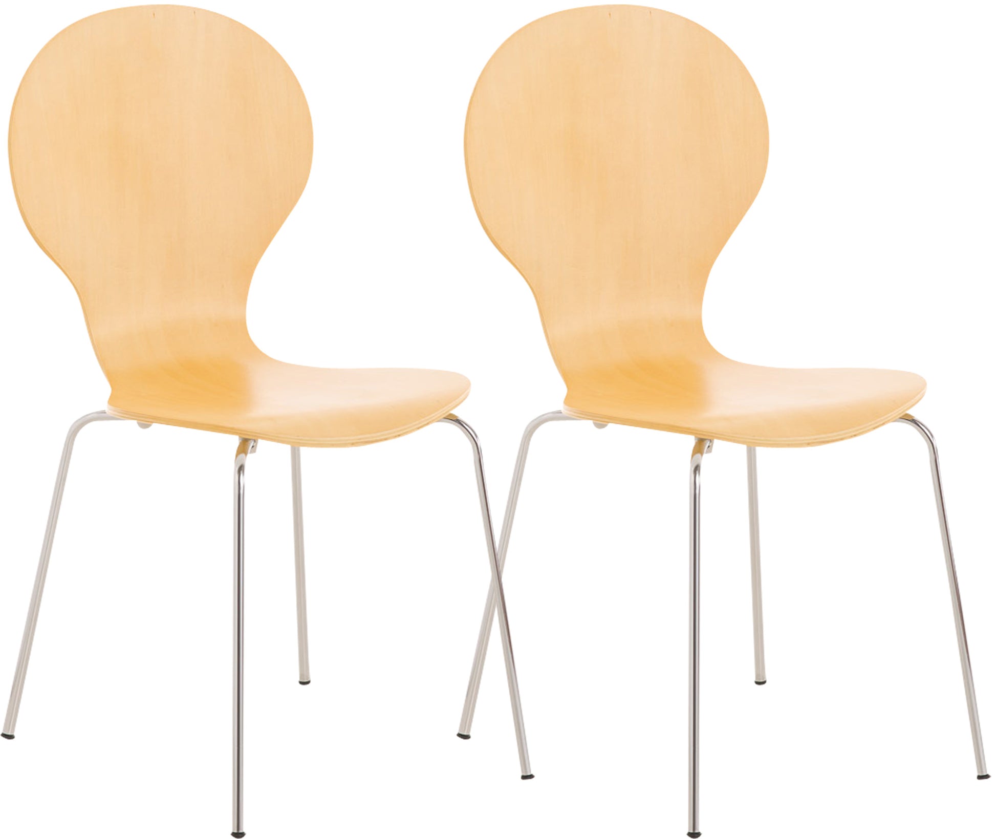 2x Stapelbare Bezoekersstoelen - Ergonomische Zit - Ruimtebesparend Design Kleur natuur