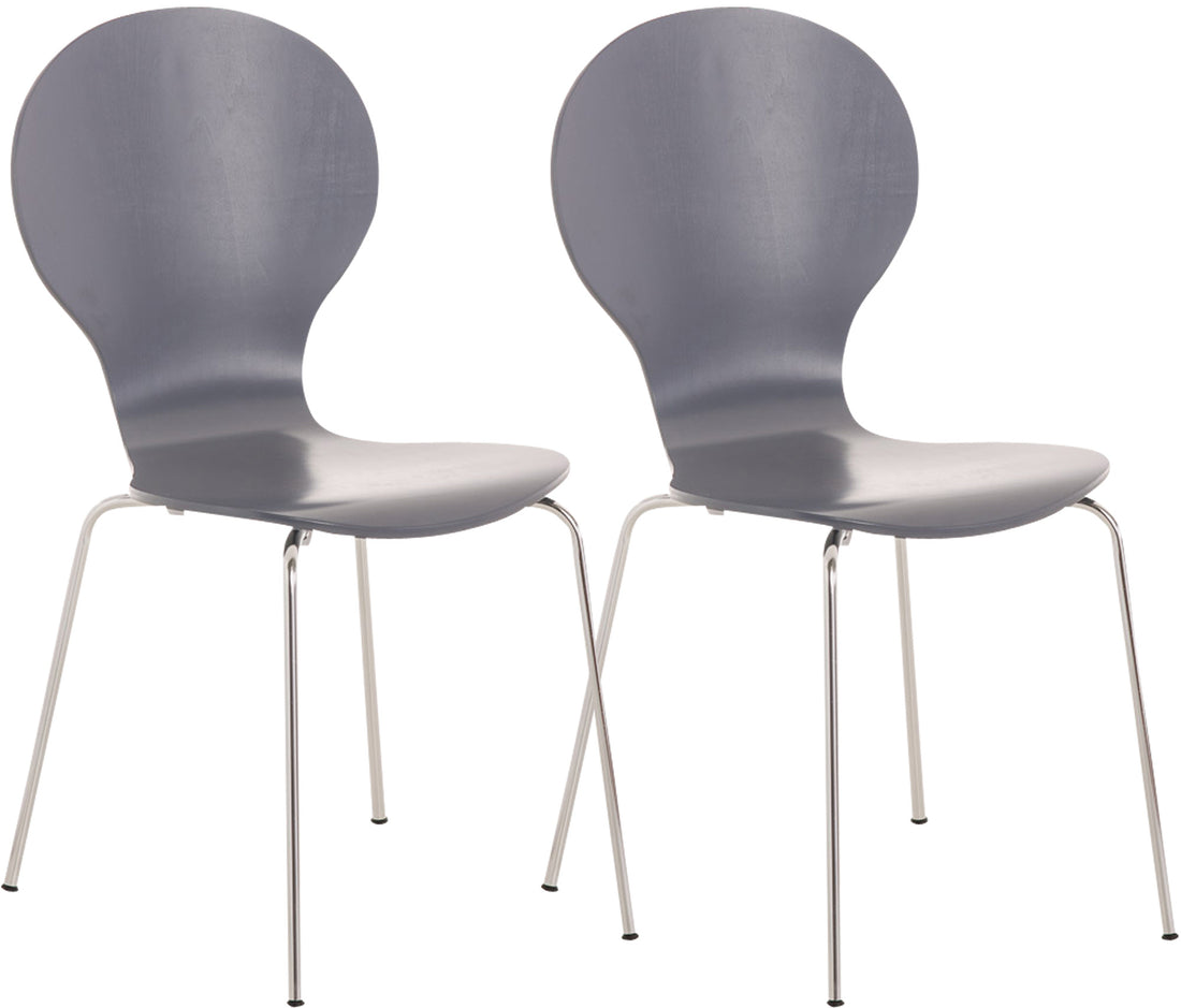 Set van 2 Stapelstoelen - Conferentiestoelen - Ergonomisch & Ruimtebesparend Design Kleur grijs