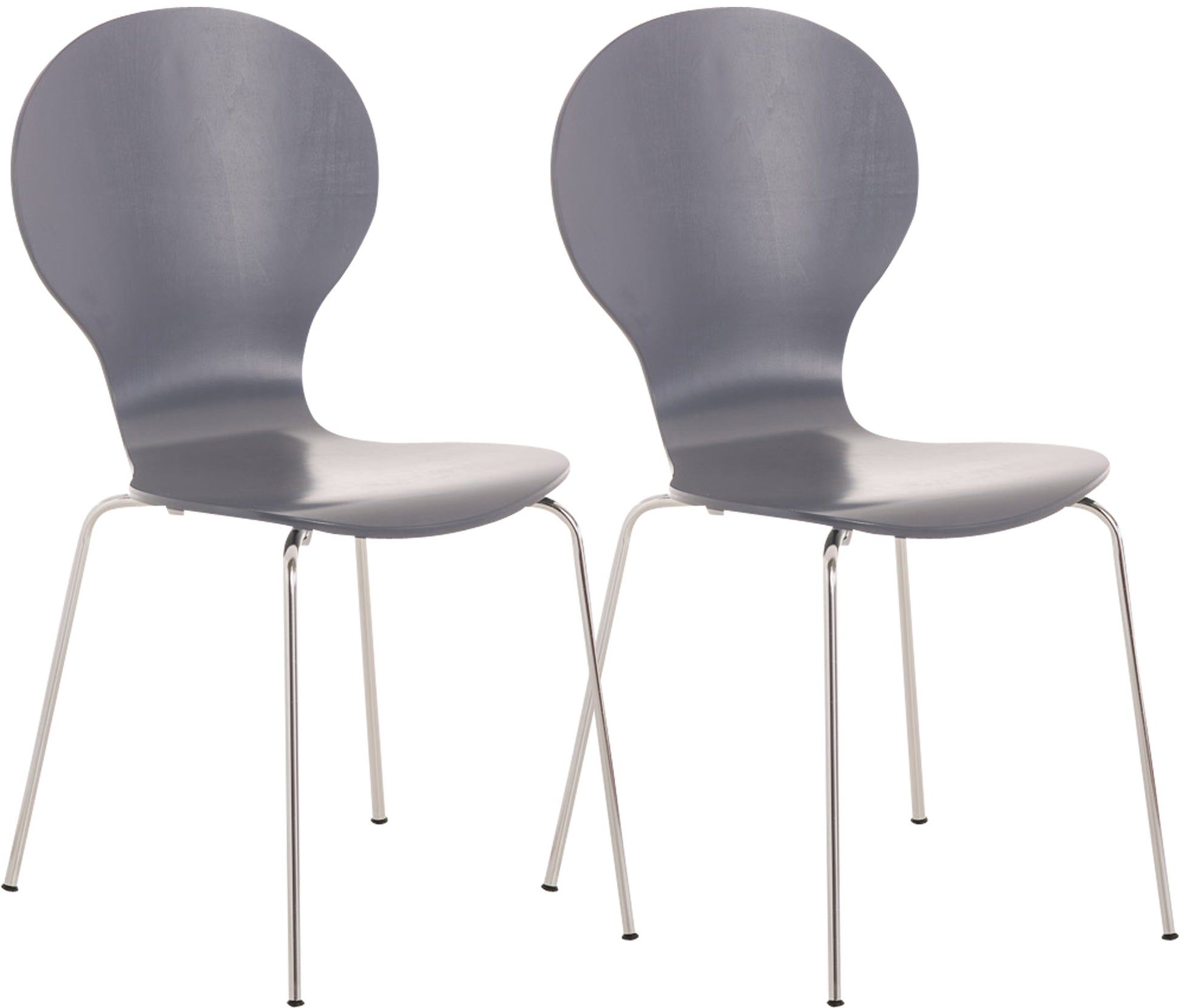 Set van 2 Stapelstoelen - Conferentiestoelen - Ergonomisch & Ruimtebesparend Design Kleur grijs