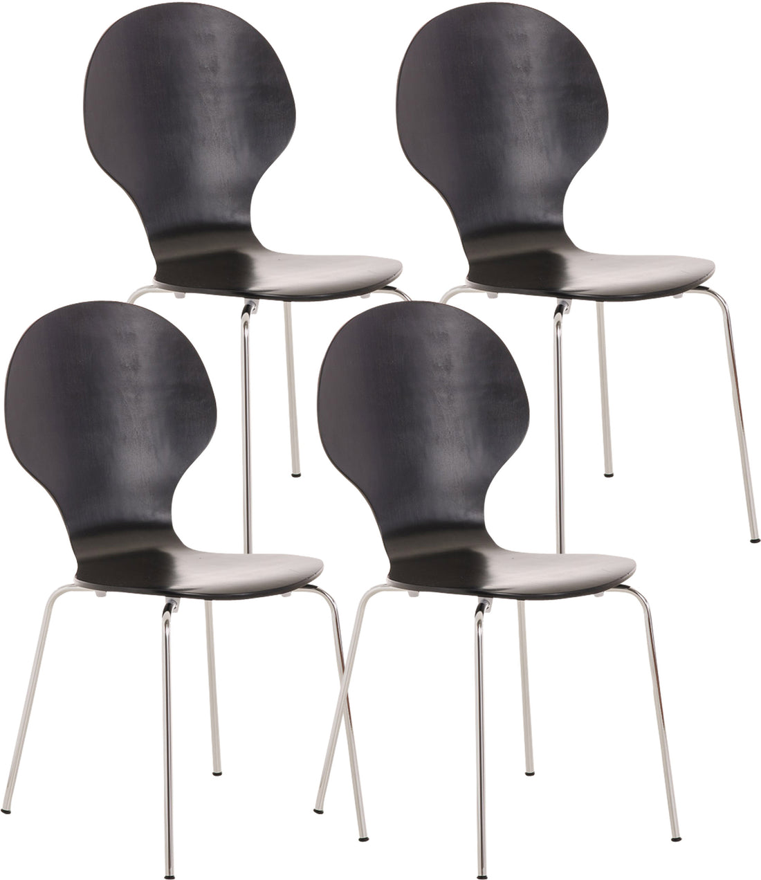 4x Ergonomische Stapelstoel - Bezoekersstoel - Ruimtebesparend Design Kleur zwart