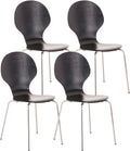 4x Ergonomische Stapelstoel - Bezoekersstoel - Ruimtebesparend Design Kleur zwart