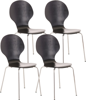 4x Ergonomische Stapelstoel - Bezoekersstoel - Ruimtebesparend Design Kleur zwart