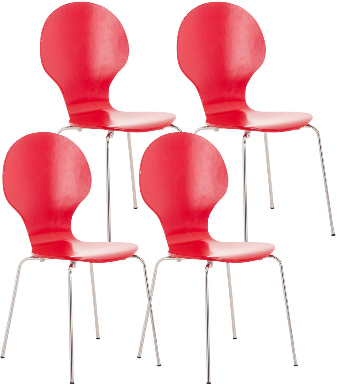 4x Ergonomische Stapelstoel - Bezoekersstoel - Ruimtebesparend Design Kleur zwart