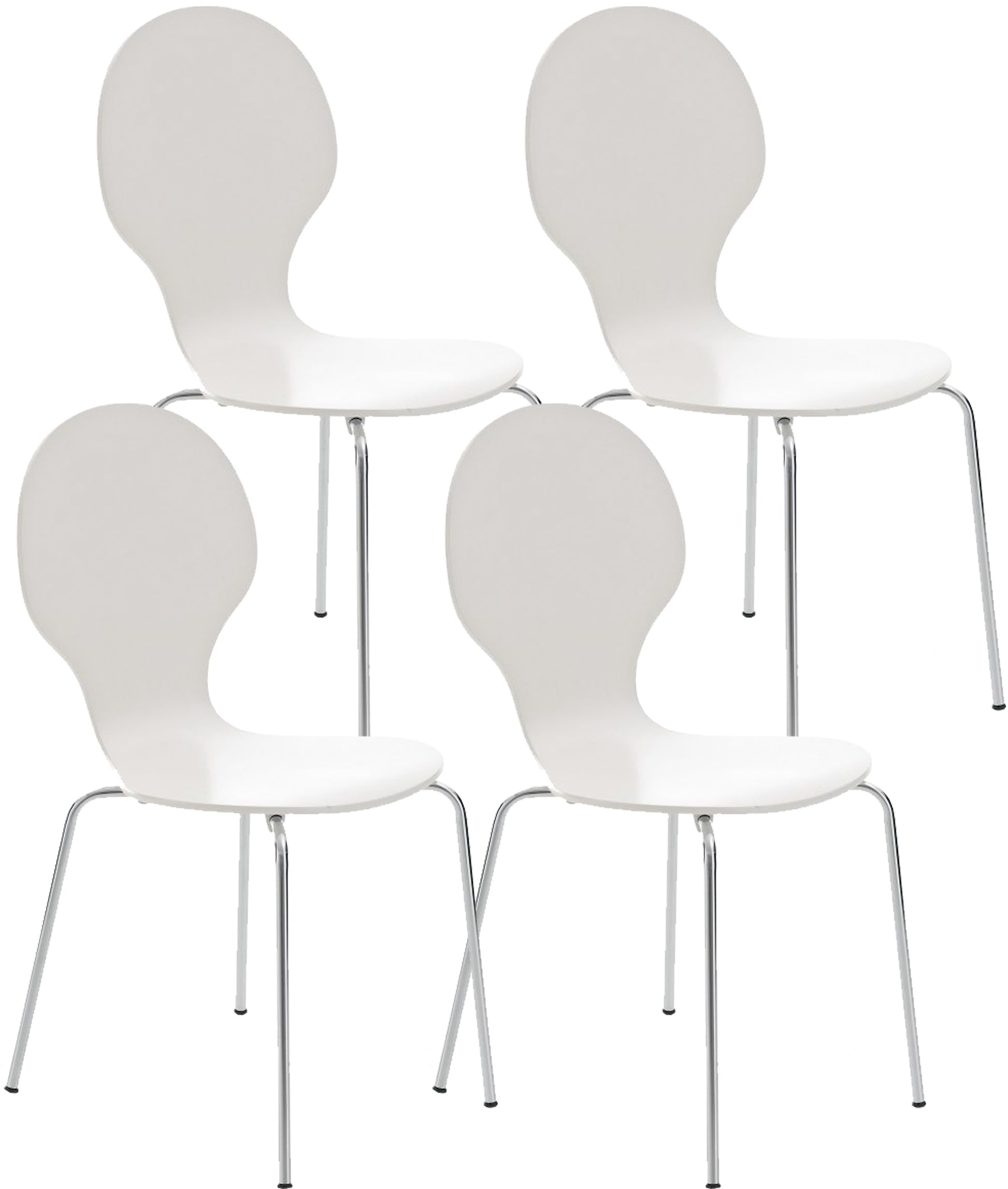 4x Ergonomische Stapelstoel - Bezoekersstoel - Ruimtebesparend Design Kleur wit