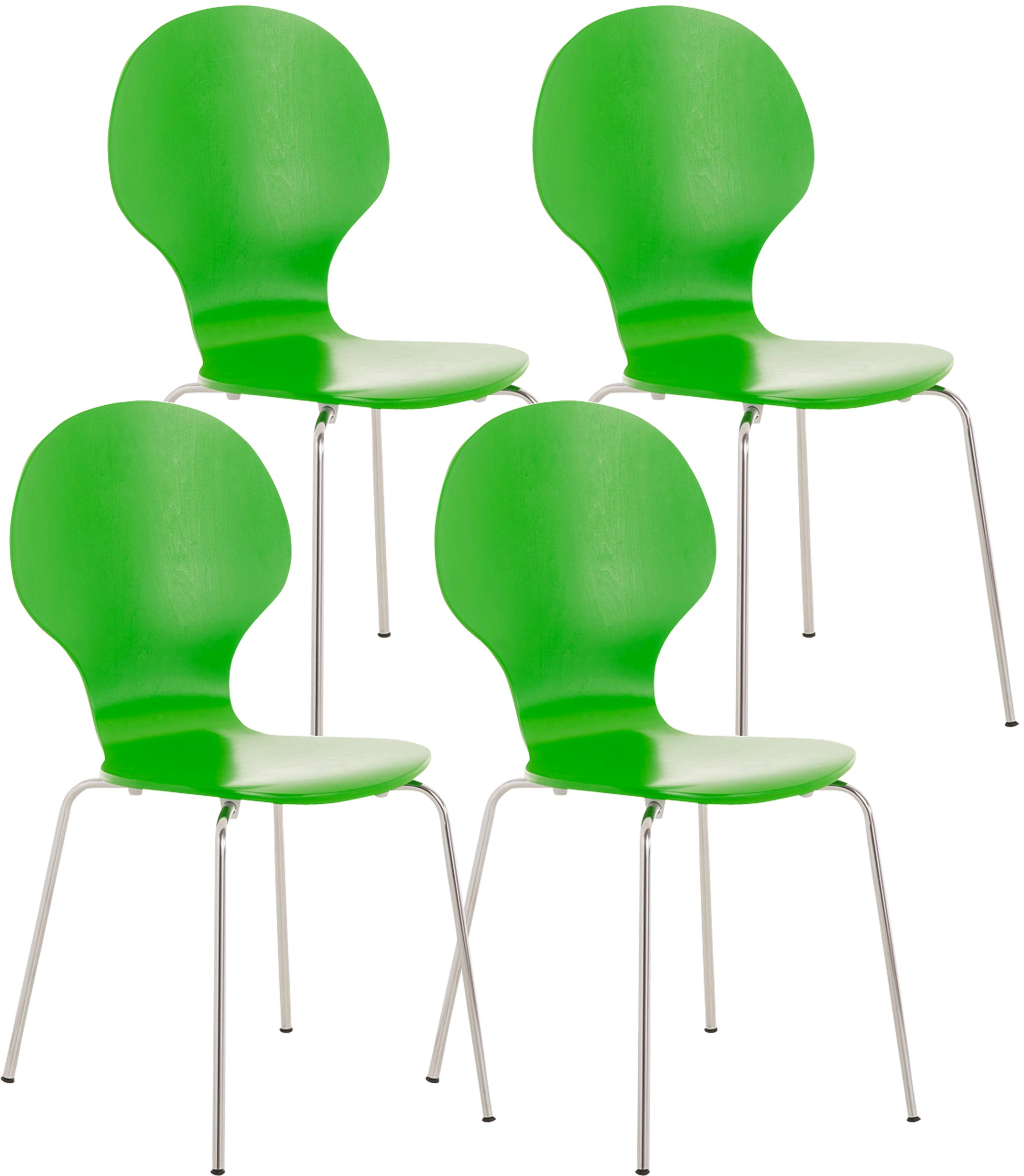 4x Ergonomische Stapelstoel - Bezoekersstoel - Ruimtebesparend Design Kleur groen