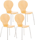4x Ergonomische Stapelstoel - Bezoekersstoel - Ruimtebesparend Design Kleur natuur