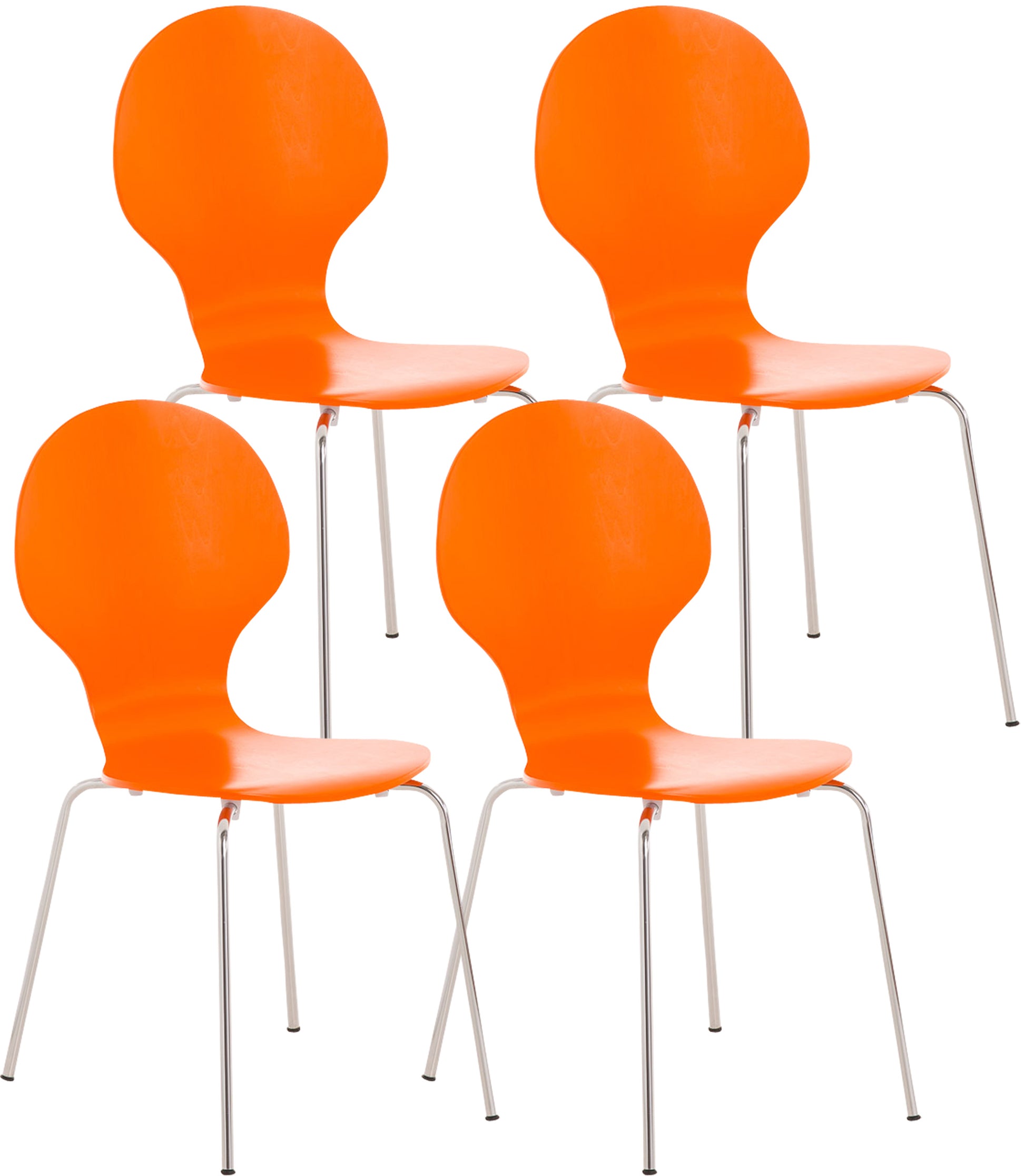 4x Ergonomische Stapelstoel - Bezoekersstoel - Ruimtebesparend Design Kleur oranje