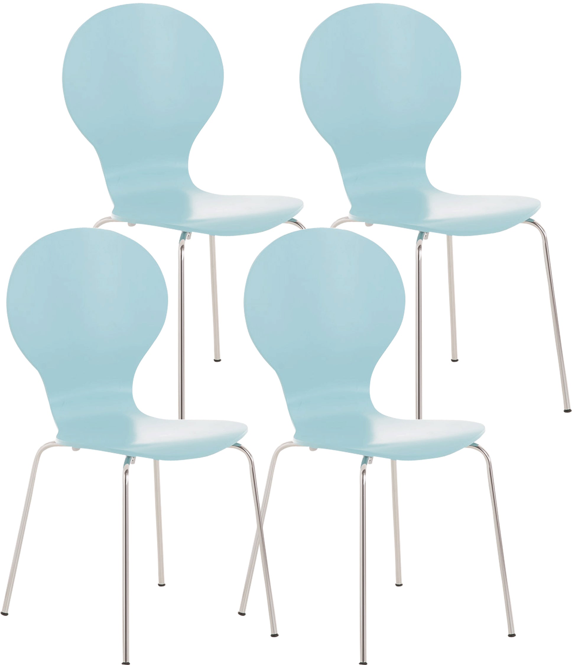 4x Ergonomische Stapelstoel - Bezoekersstoel - Ruimtebesparend Design Kleur lichtblauw