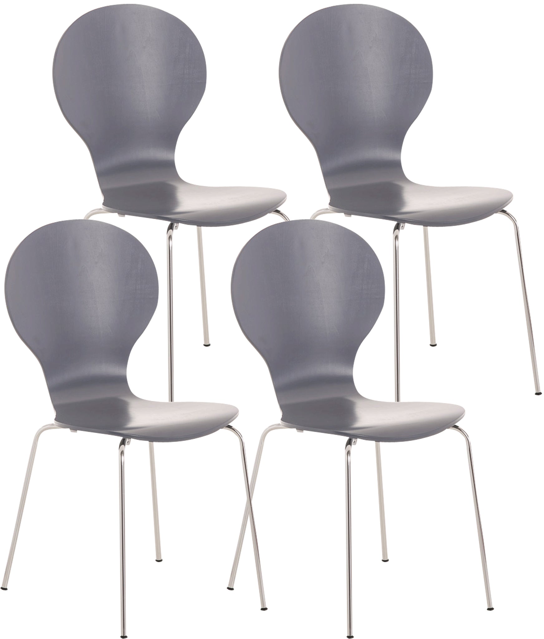 Set van 4 Stapelstoelen - Bezoekersstoelen - Ergonomisch en Ruimtebesparend Design Kleur grijs