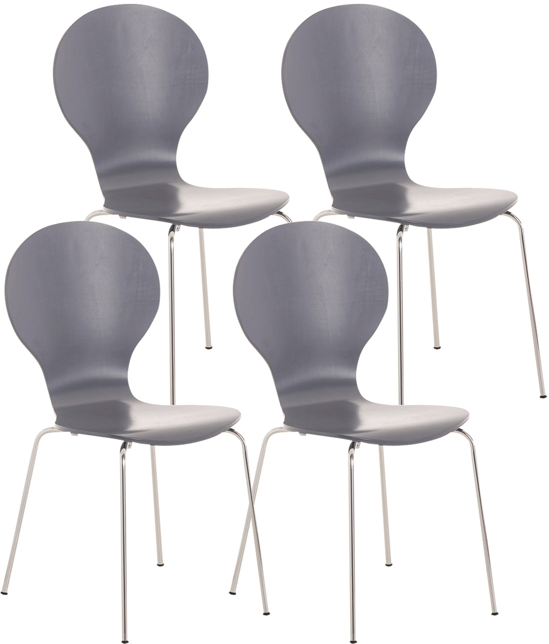 Set van 4 Stapelstoelen - Bezoekersstoelen - Ergonomisch en Ruimtebesparend Design Kleur grijs