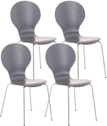 Set van 4 Stapelstoelen - Bezoekersstoelen - Ergonomisch en Ruimtebesparend Design Kleur grijs