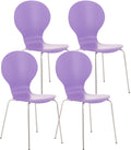 4x Ergonomische Stapelstoel - Bezoekersstoel - Ruimtebesparend Design Kleur lila