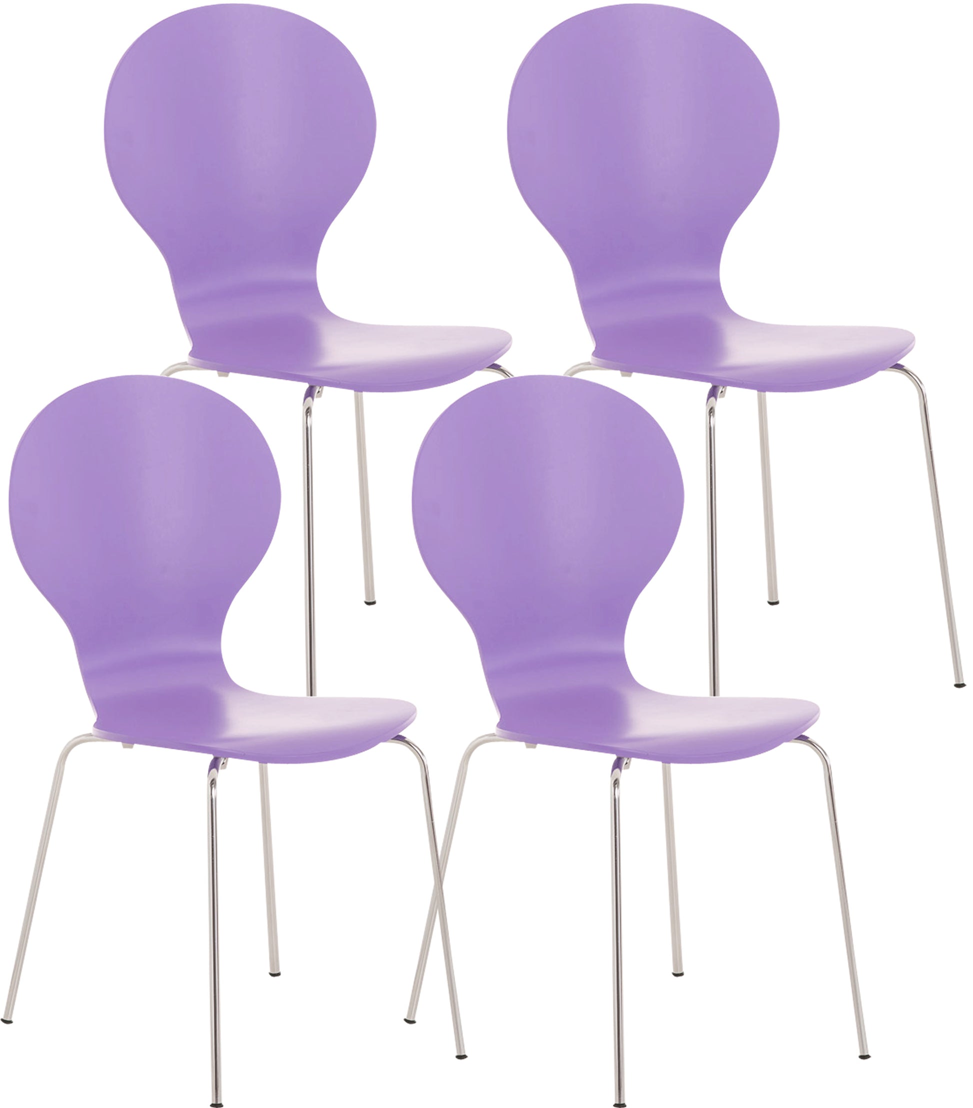 4x Ergonomische Stapelstoel - Bezoekersstoel - Ruimtebesparend Design Kleur lila
