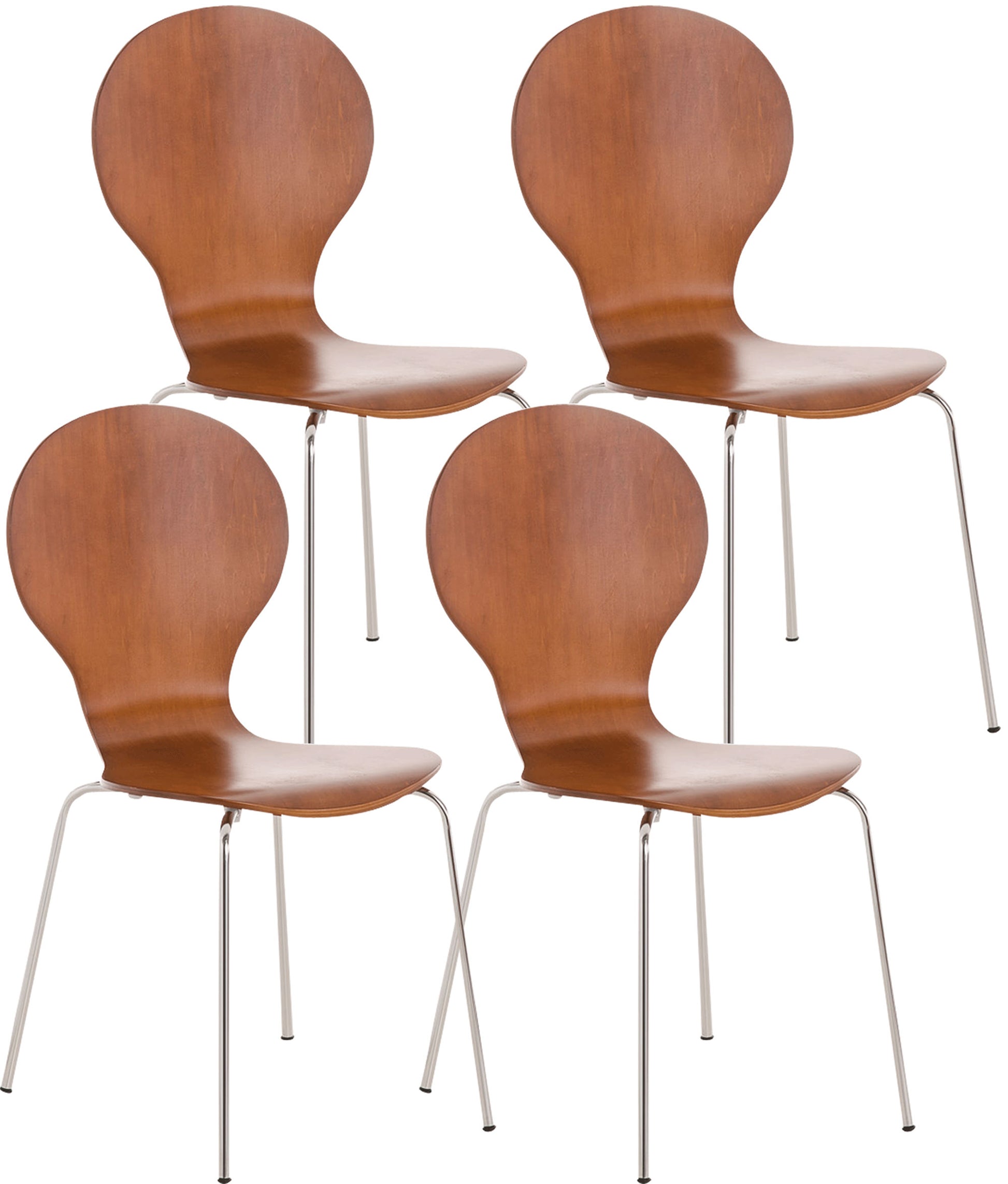 4x Ergonomische Stapelstoel - Bezoekersstoel - Ruimtebesparend Design Kleur bruin