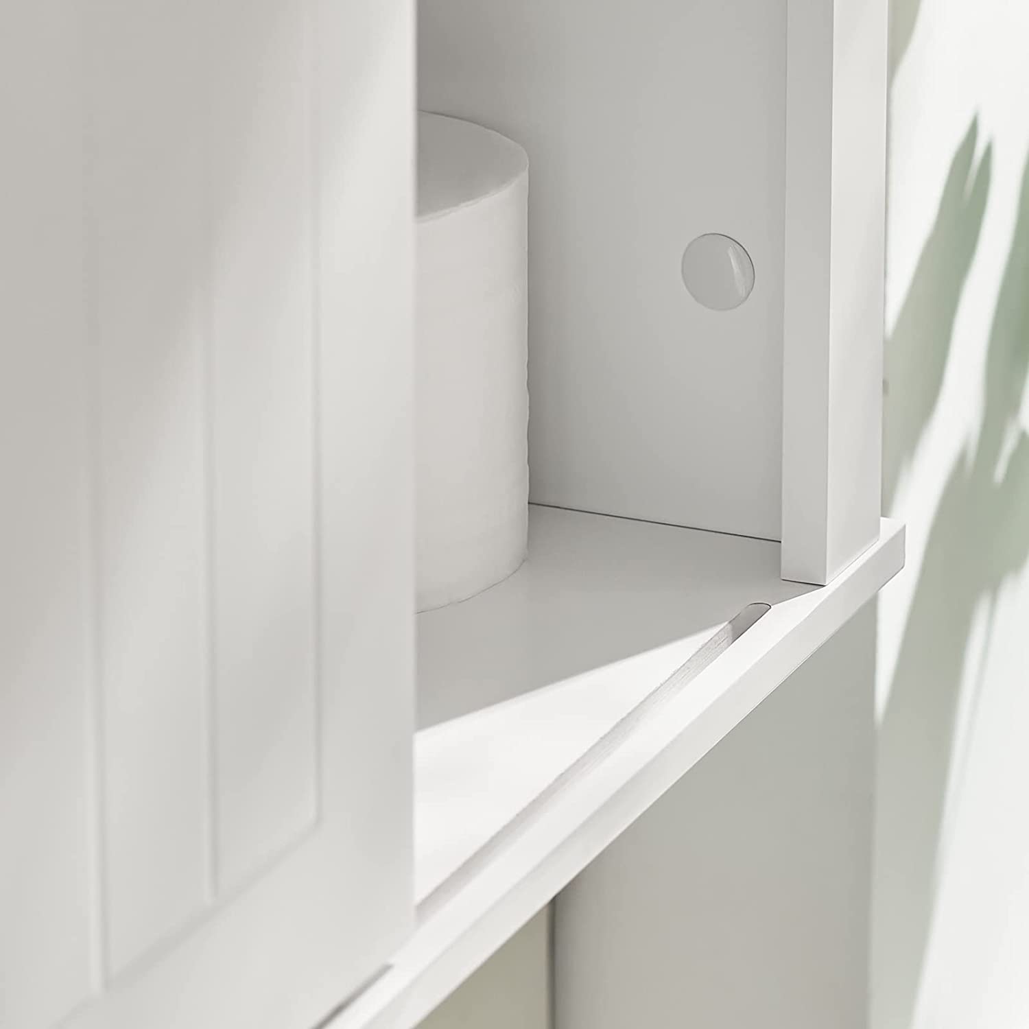 Badkamerkast met schuifdeur - Wandkast - Verstelbare Planken - MDF en Metaal - 68cm x 48cm x 20cm