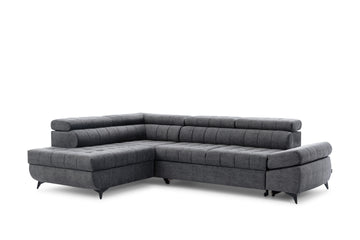 Valoris L Hoekbank Links met Slaapfunctie en Opbergvak | Kleur: Grafiet | Maat: 280x97x203 cm