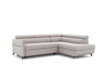Elarias L Hoekbank met Slaapfunctie - Rechts | Kleur: Beige Maya 01 | Maat: 251x79/97x203 cm