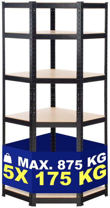 Metalen Hoekrek - Opslagrek - Eenvoudige Montage, Ideaal voor Zware Voorwerpen Kleur zwart Maat