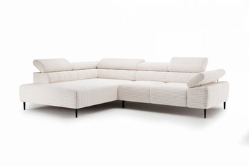 Taloria L Hoekbank Links met Elektrisch Uitschuifbare Zitting | Beige Pluche | Zwarte Poten