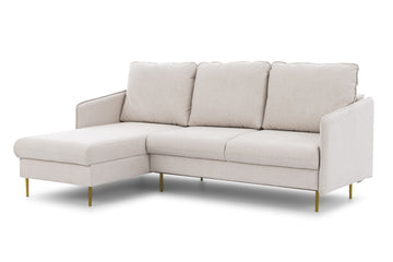 Taila Mini linkse hoekbank met slaapfunctie en opbergvak | Kleur: Beige | Maat: 225x99x163 cm