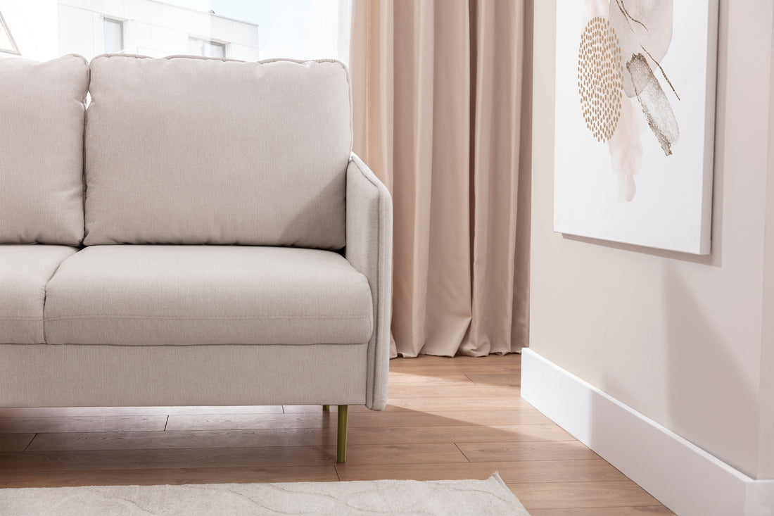 Taila Mini linkse hoekbank met slaapfunctie en opbergvak | Kleur: Beige | Maat: 225x99x163 cm