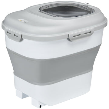 Hondenvoercontainer 25L, opvouwbaar | Kleur: Grijs/wit | Afmetingen: 32x44x37 cm