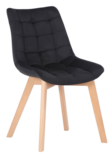 Eetkamerstoel Passaic Fluweel - Zwart | Kleur: zwart | Afmetingen: 46x61x82 cm