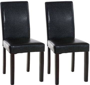 Set van 2 Ina eetkamerstoelen van kunstleer | Kleur: zwart | Afmetingen: 41x47x91 cm