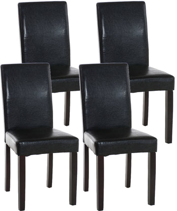 Set van 4 eetkamerstoelen Ina - Kunstleer | Kleur: Zwart | Afmetingen: 41x47x91 cm