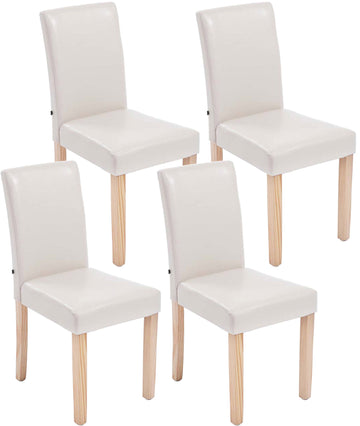 Set van 4 Eetkamerstoelen Ina - Kunstleer | Kleur: Creme | Afmetingen: 41x47x91 cm