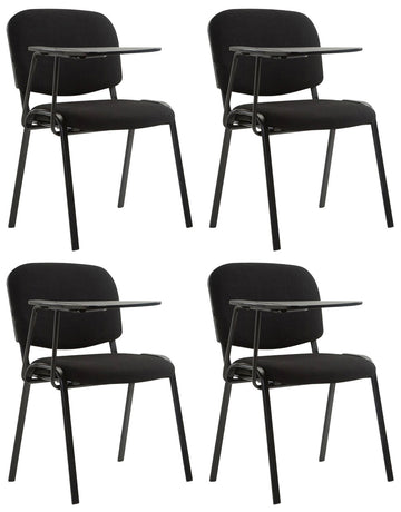 Set van 4 vergaderstoelen Ken met klaptafel | Kleur: Zwart | Afmetingen: 53x71x81 cm