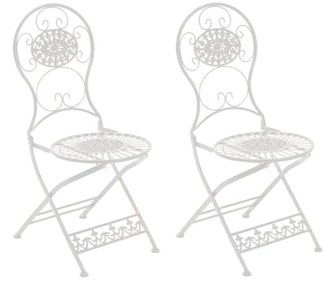 Set van 2 Tuinstoelen Mani - Nostalgisch metalen design | Kleur: Wit | Afmetingen: 43x50x91.5 cm